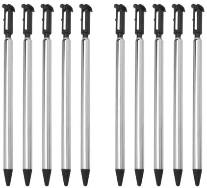 VGOL 10pcs Stylet Rétractable Écran Tactile Stylos Tactiles Extensibles Compatible avec Nintendo New 3DS pour Contrôler Les Jeux Vidéo, Noir