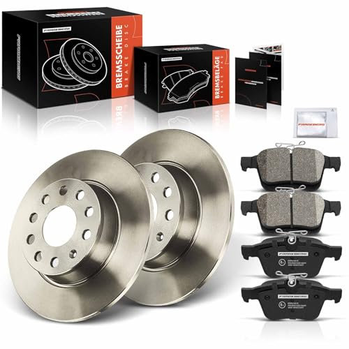 Frankberg 2x Bremsscheiben 4x Bremsbeläge mit Bremsenschmiermittel Hinten Kompatibel mit A3 8V1 8VK 1.0L-2.0L 2012-2020 Golf VI Cabriolet 517 1.2L 2013-2016 Replace# 5Q0615601D