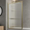 LUXURA® Brushed Brass Square Framed Fluted Over Bath Shower Screen 6mm Toughened Safety Glass Panels 800mm Bathroom Reversible Screen