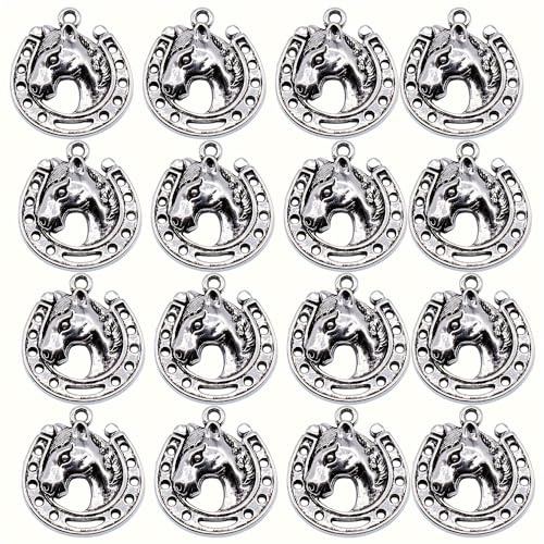 Aokbean 20 Stück Hufeisen Anhänger Metall Charms für DIY Schmuck | Mini Vintage Pferd Charms Set für Hochzeit Geschenk,Armband,Halskette,Ohrring und Bastelzubehör