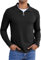 COOFANDY Sweatshirt Herren Ohne Kapuze Langarmshirts Stehkragen Pullover Troyer Winter Männer Langarm Poloshirt Sweater Warm Longsleeve Casual Pullover Schwarz XL