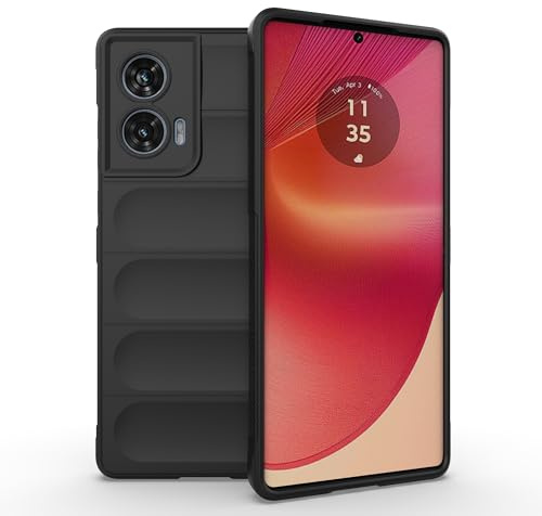 ESTH® Liquid Silicone Case for Motorola Edge 50 Fusion with Anti-Germ Protection, Anti-Scratch Soft Microfiber Lining, High Resilience Gel Rubber Full Body Shockproof Cover, Black