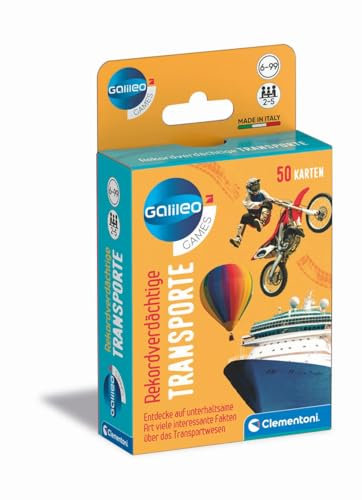 Clementoni Galileo Games Rekordverdächtige Transporte - Kartenspiel, ideal als Reisespiel für Erwachsene und Kinder ab 6 Jahren, 59340