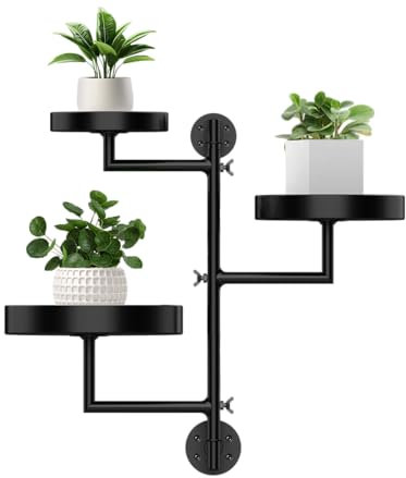 Drehbare Fenster-Pflanzenregale für mehrere Pflanzen, 3-stöckiger Metall-Eck-Pflanzenständer, schwarzes schwimmendes Regal für Zimmerpflanzen, Wand- oder Fensterbank-Display, ideal für Heimdekoration