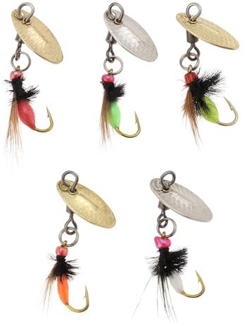 ECSiNG 5 Uds. Señuelos de Pesca con Mosca Biónica Cebo con Spinner de Pesca para Lubina Pez Luna Lucio Trucha Accesorios de Pesca con Mosca