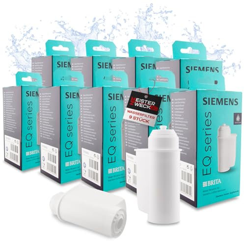 MEISTERZWECK4U 9x Wasserfilter TZ70003, kompatibel mit Siemens Kaffeevollautomat Kaffeefilter EQ-Serie Supresso Einbauvollautomaten - Brita Intenza Filterpatrone für Kalkschutz, Geschmacksverbesserung