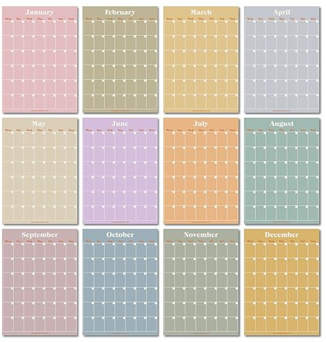 Good Tuesday Monats-Wandplaner-Set, 12 x A3-Wandplaner, extra groß, Pastellfarben, undatiert, Januar – Dezember – flexibler und vielseitiger Wandkalender – 100 % recycelt, hergestellt in