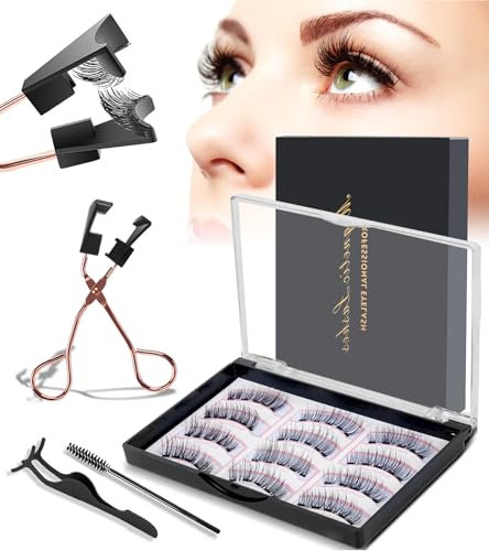 Magnetische Wimpern, 3D Magnetwimpern, Magnet Wimpern Ohne Eyeliner, Wiederverwendbares Magnetisches Wimpern-set, Wimpern Magnetisch Natürlicher Look (3 Paar)