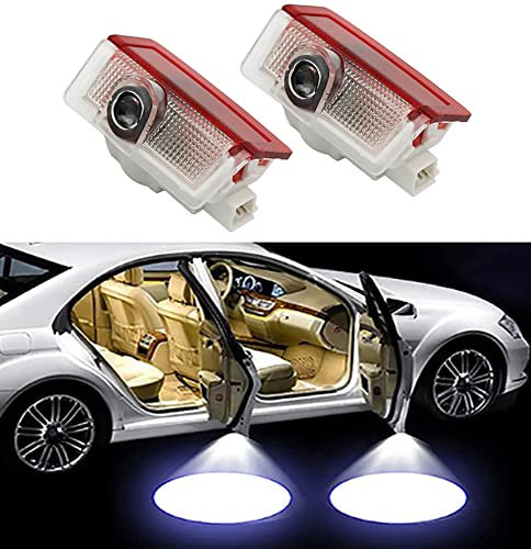 Duleutgnu 2 Stück LED Autotür Logo KFZ Türen Einstiegsbeleuchtung Einstiegslicht Emblem Dekoration Courtesy Willkommen Projektion Lampe Kompatibel mit E Class (Normal)
