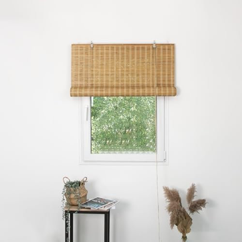 MADECOSTORE Roll'up Bambou Fines Lattes pour intérieur et extérieur - Teck - L100 x H250cm