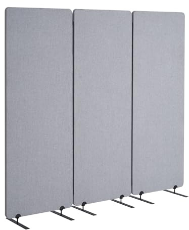 VEVOR Paravent Multifonctionnel à 3 Panneaux, Cloison de Séparation Autoportant 184 x 165,5 cm, Séparateur de Pièces Intérieur en Polyester Pet, Pliable, pour Confidentialité, Bureau, Salon, Gris