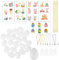 ASOENTIWOX Ostereier Bemalen zum Aufhängen, 25 Plastik Eier 6cm + 25 Ostereier Aufhänger + 25 Bambusspieße Spieße + 29 Kaninchen Aufkleber, Ostern Deko Set