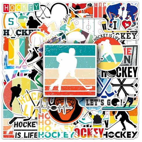 Ice Hockey Aufkleber für Jugendliche Erwachsene 50 Stück Eishockeyspiele Vinyl Sticker Set Auto Motorräder Fahrrad Skateboard Snowboard Gepäck Laptop Koffer Helm Motorrad Computer