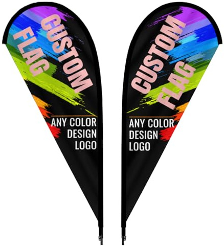 Flagge Tränen Werbung personalisierte Unternehmen (nur Flagge) | Personalisierte Tränenflagge, erstellen Sie kommerzielle Logo/Bild/Text, doppelseitig für den Innen- und Außenbereich