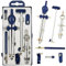Compas Dibujo Tecnico Profesional - Compás Escolar de Precision con Rueda de Ajuste Bachillerato y Secundaria - Compasso Escolar Dibujo Tecnico de Metal - Compas Grande Dibujo Técnico y Plastica Azul