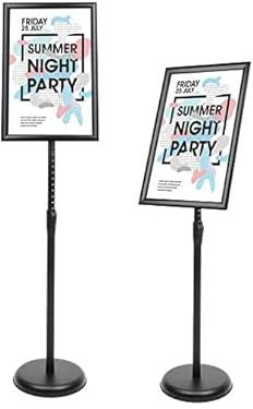 Acryl-Zeichen, A3/A4 Aluminium Bodenständer Schildhalter Klapprahmen for Menü und Poster, Multicolor(Black,A4)