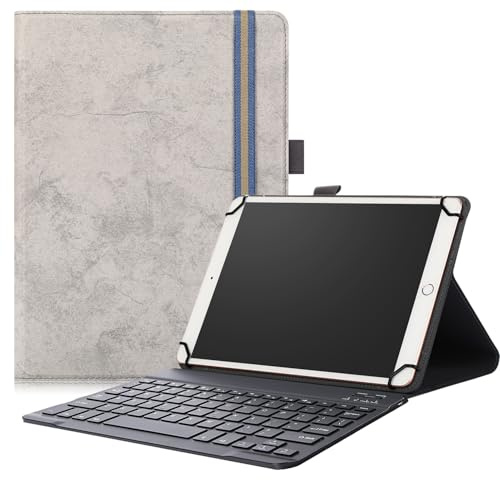 Hoozee for Fire HD 8 Tablet Case Cover with Keyboard, 2-in-1Universal Tablet Case. (Grey, Fire HD 8)