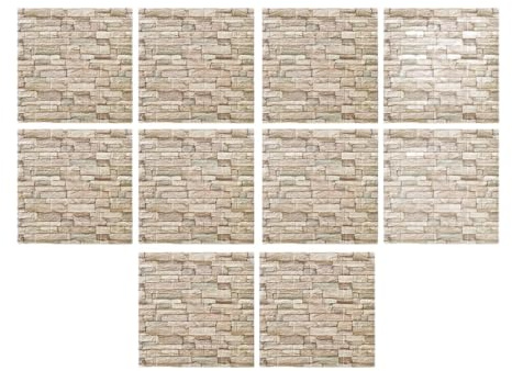 MotiveTech 10 Panneaux Muraux 3D Auto-adhésifs, Décoration de Fond Imperméable pour Chambre, Salle de Bain et Cuisine. Papier Peint Carrelage 3D, Jaune