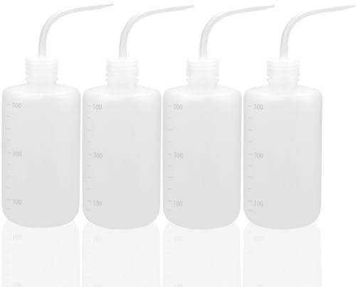 DKBT 4 Pcs Squeeze Bottle 500 ml Safety Wash Bottle with Narrow Mouth Spout | Plastic Economy Natural Squeeze Condiment Water Bottle for Plant DIY Squirt Water Airbrush Cleaner Detergent Transparent