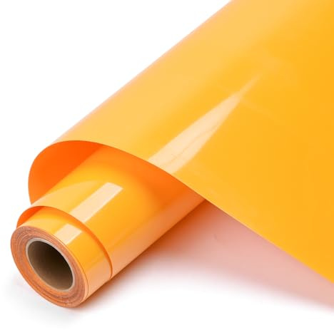 AMAZINGHOME Ginger Yellow Heat Transfer Vinyl Roll - 30.5 cm x 400 cm, Premium Iron On Vinyl for Fabric, Compatible with All Cutting Machines, HTV for Clothing, Bags, Home Decor