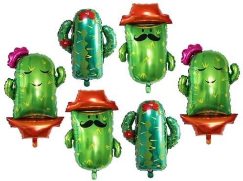 MOLUCKFU 6 Globos Grandes de Aluminio Diseño de Cactus, Decoración para Fiestas de Cumpleaños, Bodas y Shower, Colores Melocotón y Rosa, Adecuado para Decoraciones Temáticas y Eventos