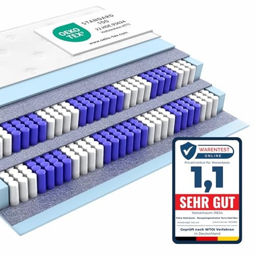 Matratzen Perfekt Boxspringmatratze Terra Med Box², 90 x 200 cm – orthopädische Federkernmatratze mit Doppelfederkern, ideal für Boxspringbetten, Härtegrad H4, Höhe 33 cm