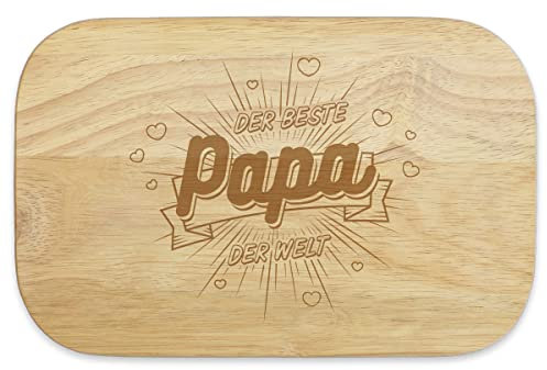 KIXY Frühstücksbrettchen - Der beste Papa der Welt - Geschenk mit Gravur