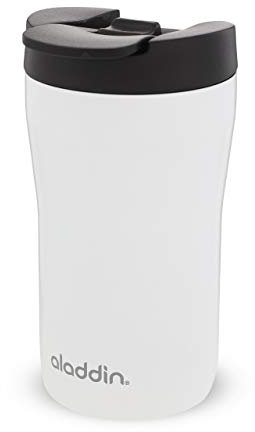 Aladdin Latte Leak-Lock Stainless Steel Mug 0.25L Weiß – Auslaufsicher - Doppelwandige Vakuumisolierung - Edelstahlbecher - passt unter die meisten Kaffeemaschinen - BPA-Frei - Spülmaschinenfest