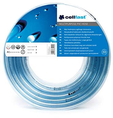 Cellfast Universalschlauch ohne Einlage, flexibler PVC Schlauch mit Textilverstärkung zum Durchleiten unter Druck, 6x1mm, 50m, 20-422
