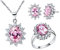 Uloveido Rosa CZ Stein Diamant Brautschmuck Set Günstige Ohrringe Halskette und Ring für Mädchen T466