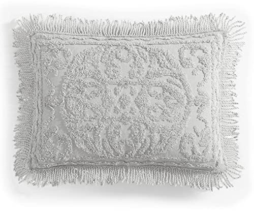 Beatrice Home Fashions Medallion Standard Cotton Chenille Sham, Gray