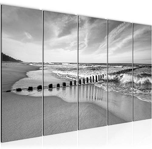 Runa Art Bild Strand Meer Wandbilder auf Vlies Leinwand 5 Teilig Wanddekoration Schlafzimmer Wohnzimmer 025256c