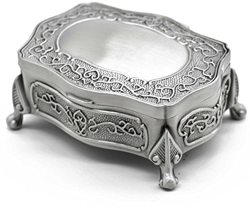 AVESON Rectangle Vintage Metal Jewelry Box Trinket Gift Box Chest Ring Case for Girls Ladies Women, Small