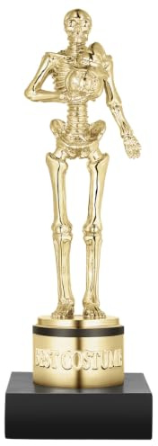 Toyvian Halloween Bestes Kostüm Trophy, Goldenes Skelett mit Kürbis Trophy Party Award