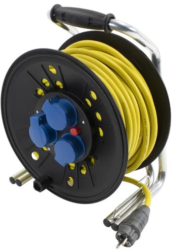 Dönges Leitungsroller Feuerwehr, nach ÖBFV, 230 V, 16 A (ÖBFV Kabeltrommel Feuerwehrkabel Verlängerung) Eingang: 1 x Stecker Schuko IP44/Ausgang: 3 x Kupplung Schuko IP44/Belastbarkeit: 16 A