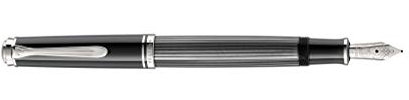 Pelikan 813532 Kolbenfüllhalter Souverän M605 Stresemann, Schwarz-Anthrazit, Feder B, in Faltschachtel