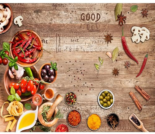 murando - Vlies Fototapete Küche 450x315cm- Foto Tapete Schlafzimmer Wohnzimmer Moderne Vliestapete XXL Wandtapete Motivtapeten Bildtapete 3d Effekt Wand Dekoration - Gewürze Holz Paprika j-C-0075-a-a