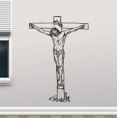 Jesus Christus Am Kreuz Wandtattoo Kreuzigung Christliche Religion Vinyl Aufkleber Kirche Wanddekoration Wandaufkleber 58 X 85 Cm