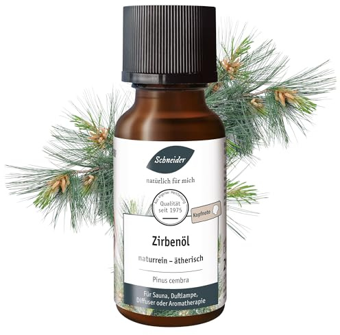 Saunabedarf Schneider Ätherisches Öl - Zirbelkiefer, Zirbenkieferöl - naturreiner Raumduff für Sauna, Infrarotkabinen & Diffuser, 20ml
