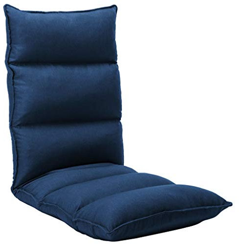 vidaXL Bodenstuhl Faltbar Schlafsessel Sessel Sofastuhl Lounge Bodensessel Liege Bodenkissen Sitzkissen mit Rückenlehne Blau Stoff