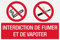 Supstick Panneau PVC Diamètre 15x15cm Interdit de Fumer et Vapoter, Résistant aux Conditions Climatiques, Polyvalence des Accroches, Fabrication 100% Française, Style Minimaliste