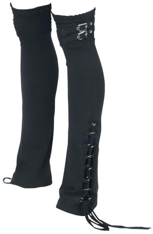 Gothicana by EMP Damen schwarze Beinstulpen mit Schnürungen und Schnallen L-XL