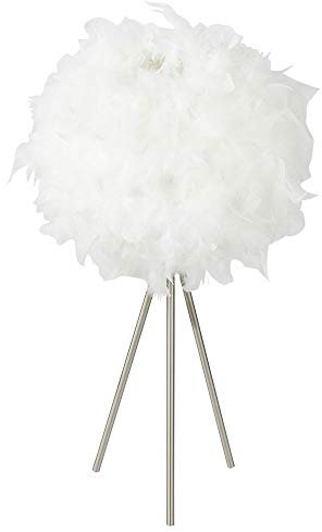 etc-shop Feder Kugel Tisch Lampe 3-Bein Stativ Strahler Wohn Schlaf Zimmer Beistell Leuchte weiß