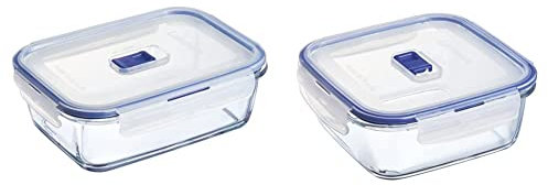 Luminarc Pure Box Active Recipiente Cuadrado Hermético Vidrio 16cm - 122cl Bicolor & Pure Box Active Recipiente Rectangular Hermético Vidrio 19x13cm - 122cl Bicolor