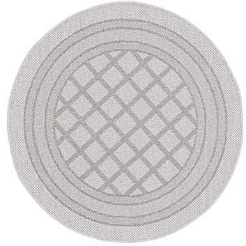 carpetfine In- und Outdoor Teppich Boho Rund Beige Flachgewebeteppich Ø 120 cm | Moderner Teppich Wetterfest für Balkon, Terasse, Garten, Wohn- und Schlafzimmer