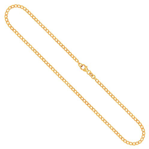EDELIND Goldkette Damen Herren Echt Gold 2.6 mm, Panzerkette weit 333 aus Gelbgold, Kette Gold mit Stempel, Halskette mit Karabinerverschluss, Länge 34 cm, Gewicht ca. 2.4 g, Made in Germany