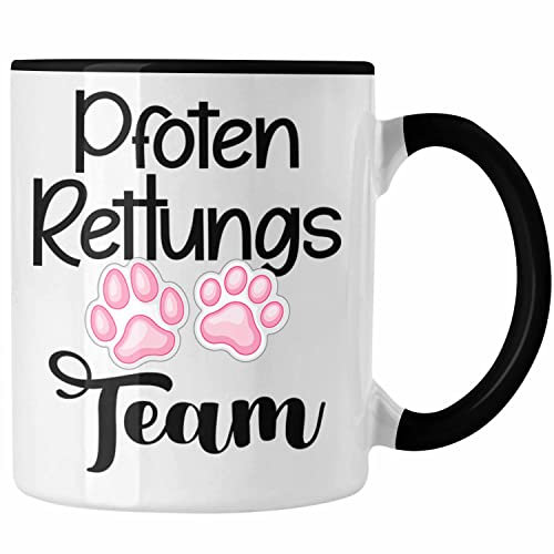 Trendation - Tierarzt Tasse Geschenk Bester Tierarzt Geschenkidee Tiermedizin Veterinär Pfoten Rettungs Team (Schwarz)