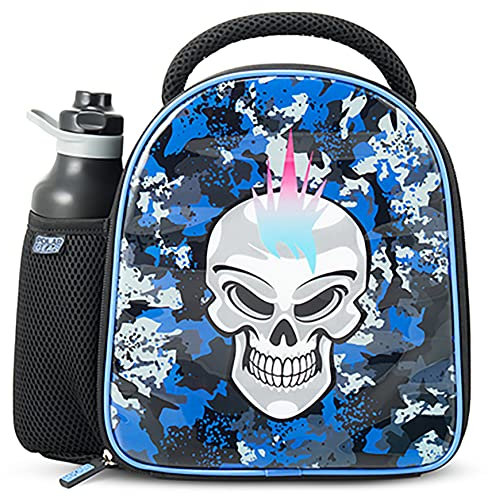 Polar Gear Camo Skull Combo Insulated Lunch Bottle with Side Mesh Pocket, Handle Bottle-600D Reusable Food & Drink Thermal Cool Bag for School Nursery Snacks Picnic, Polyester, 600 milliliters