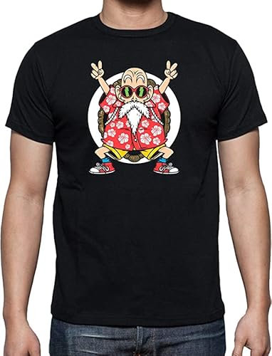 TusPersonalizables Herren-T-Shirt – Maestro Roshi Paz – DB Fan Art, Schwarz , L