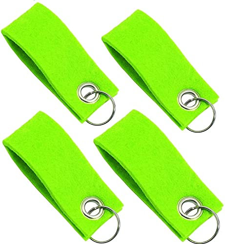 Libetui Set 4 Schlüsselanhänger Filz Hellgrün Schlüsselring mit Anhänger aus Filz Schlüsselband Filzanhänger Grün beschriftbar strapazierfähig, Farbe Hellgrün